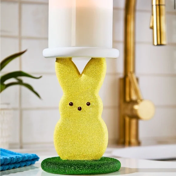 “New” Bath & Body Works Peeps Glittery Marshmallow Bunny 3 wick Candle Holder - Picture 8 of 11